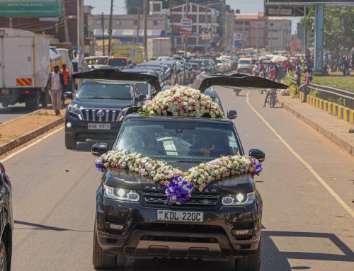 The casket of Mama Anne Nanyama goes through a street in Bungoma on January 2, 2025, ahead of the burial on January 3, 2025. PHOTO/@HonWetangula/X