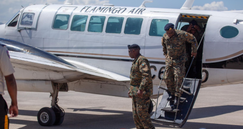 A plane carrying Bahamas soldiers lands in Haiti on Friday, October 18, 2024. PHOTO/@MSSMHaiti/X