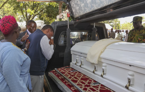 National Assembly speaker Moses Wetang'ula breaks down during the requiem mass of his mother in Bungoma on January 2, 2025. PHOTO/@HonWetangula/X